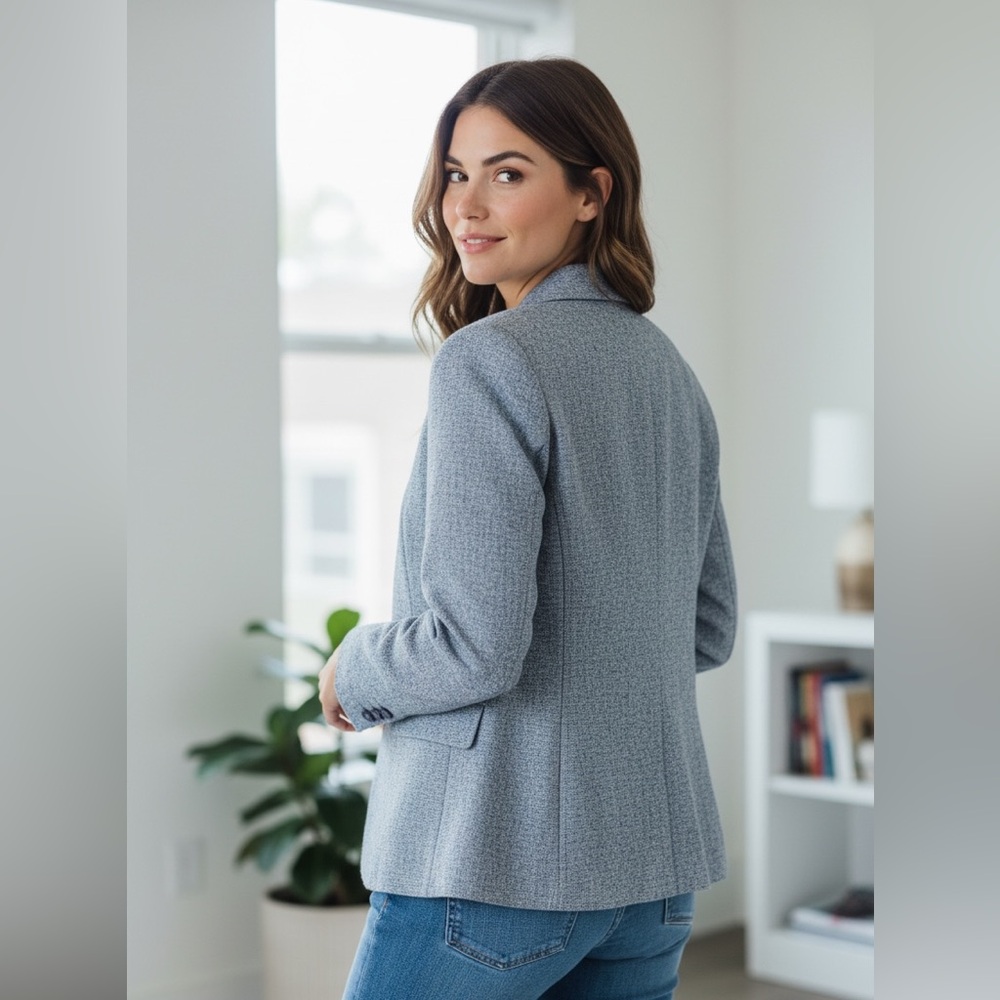 L.L. Bean Light Blue Wool Blend Petite Blazer Small